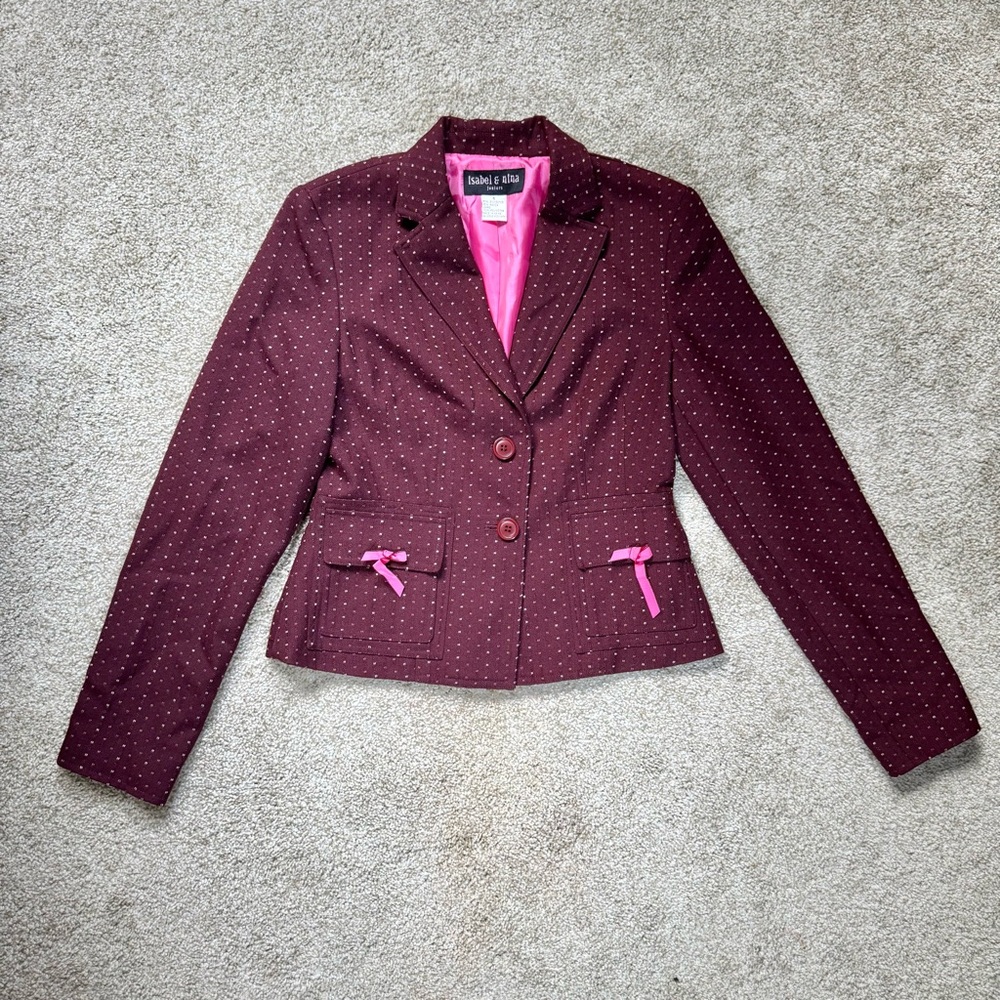 Pink and Red Blazer with Tailored Fit and Notched Lapels